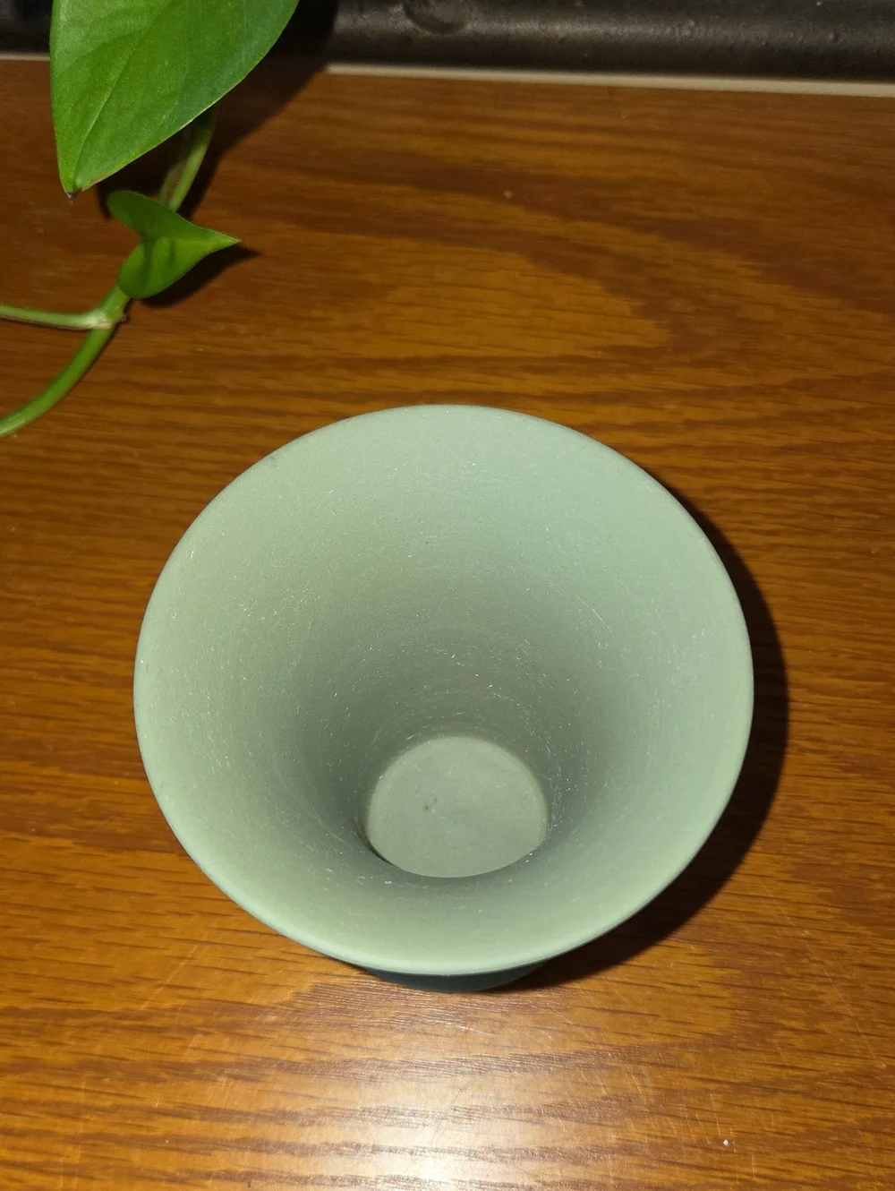 Vtg Wedgwood Green Jasperware Vase with White Classical Relief